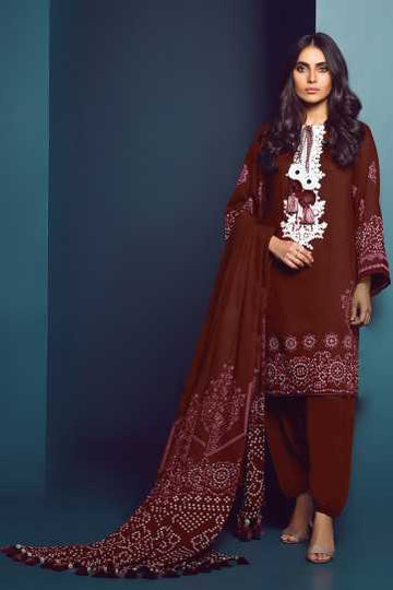 AlKaram Fw-09-20 Maroon Winter Collection 2020